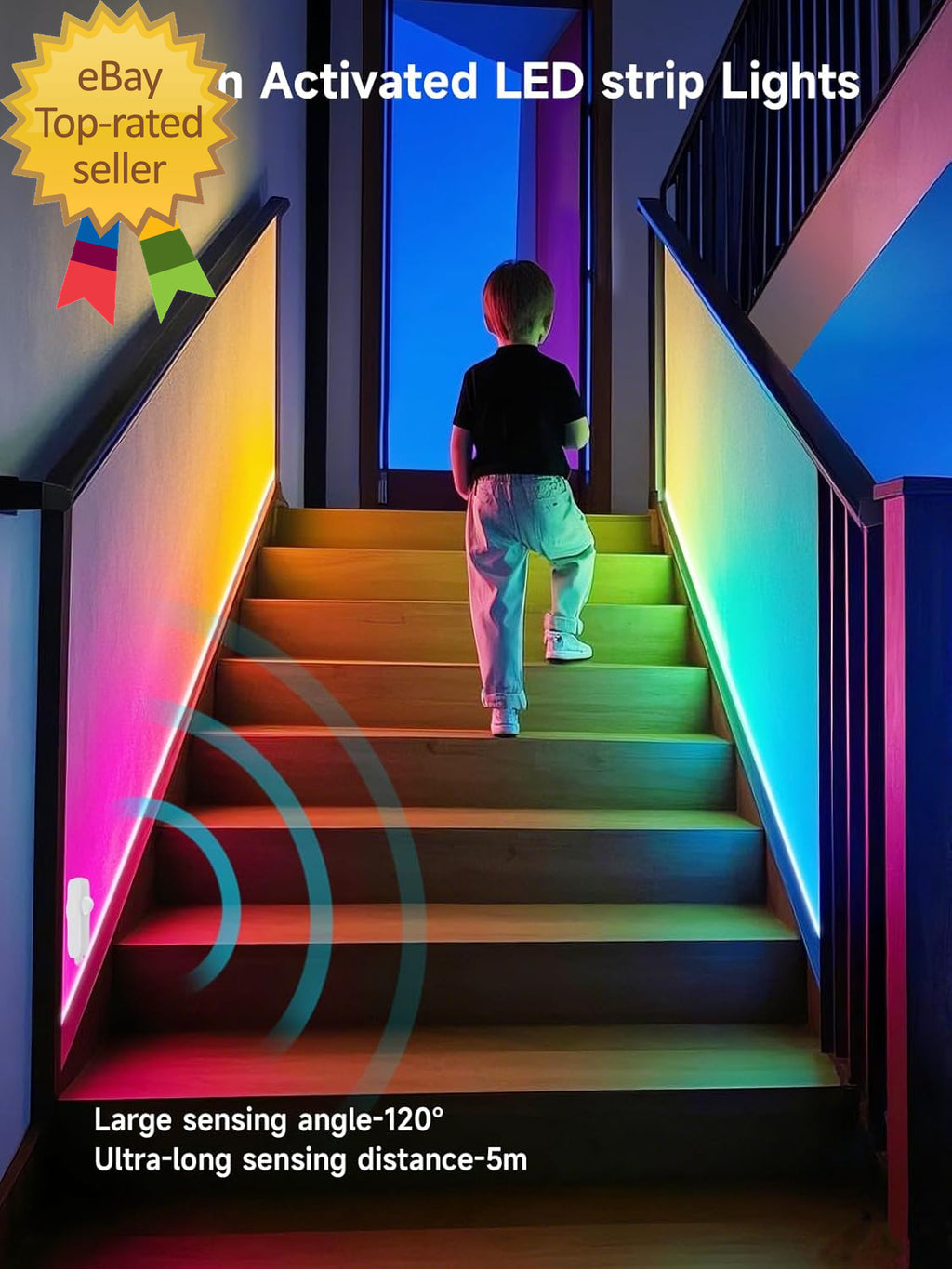 Motion Activated LED Light Strip 16.4FT Motion Sensor LED Light Indoor