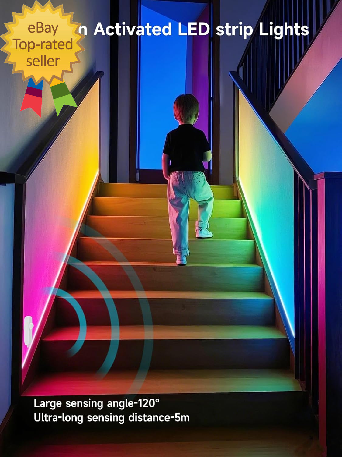 Motion Activated LED Light Strip 16.4FT Motion Sensor LED Light Indoor